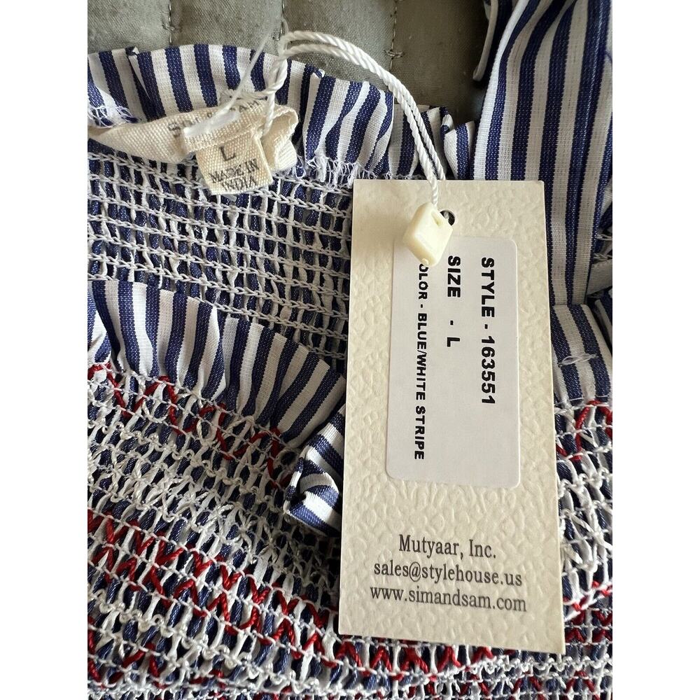Sim & Sam Women's Top Size Large NWT Red White Blue Tank Cropped - Picture 6 of 9